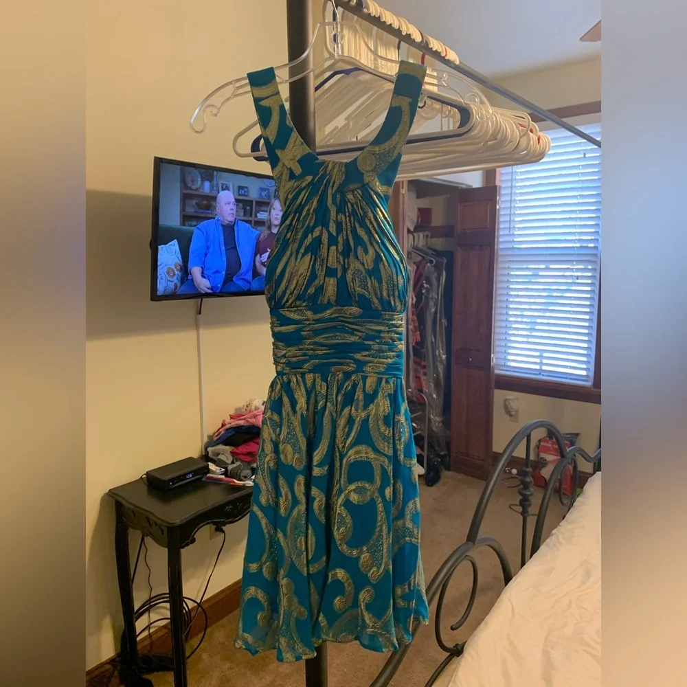 Blue/Gold party dress - Picture 1 of 5